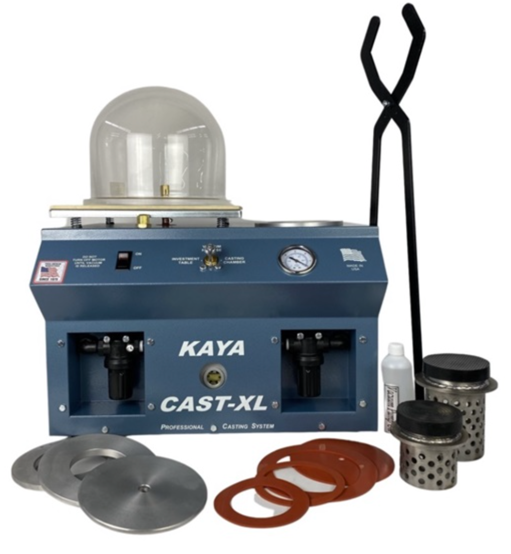 Kaya Cast-XL Vacuum Casting Machine tabletop unit with 8 CFM vacuum pump and large bell jar for advanced investment casting