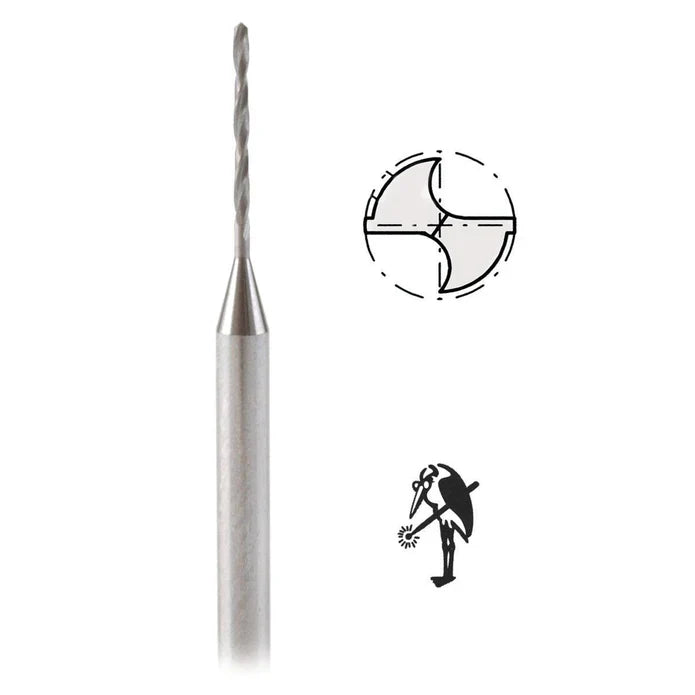 Busch Fig 77 Twist Drill bit made of tungsten vanadium with 3/32" shank for precise small hole drilling in crafts and jewelry.