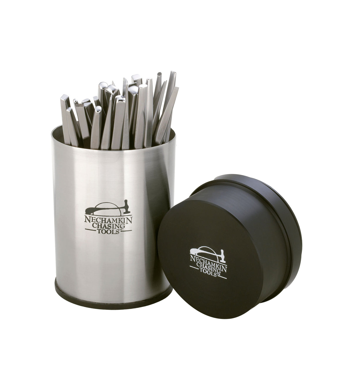 Nechamkin 25 Piece Starter Chasing Tool Set with ergonomic handles and durable steel tools in compact case for metal relief work