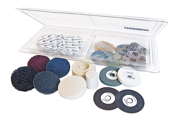 Foredom Metal Working Accessory Kit AK6905 with various discs and pads for metal carving and shaping