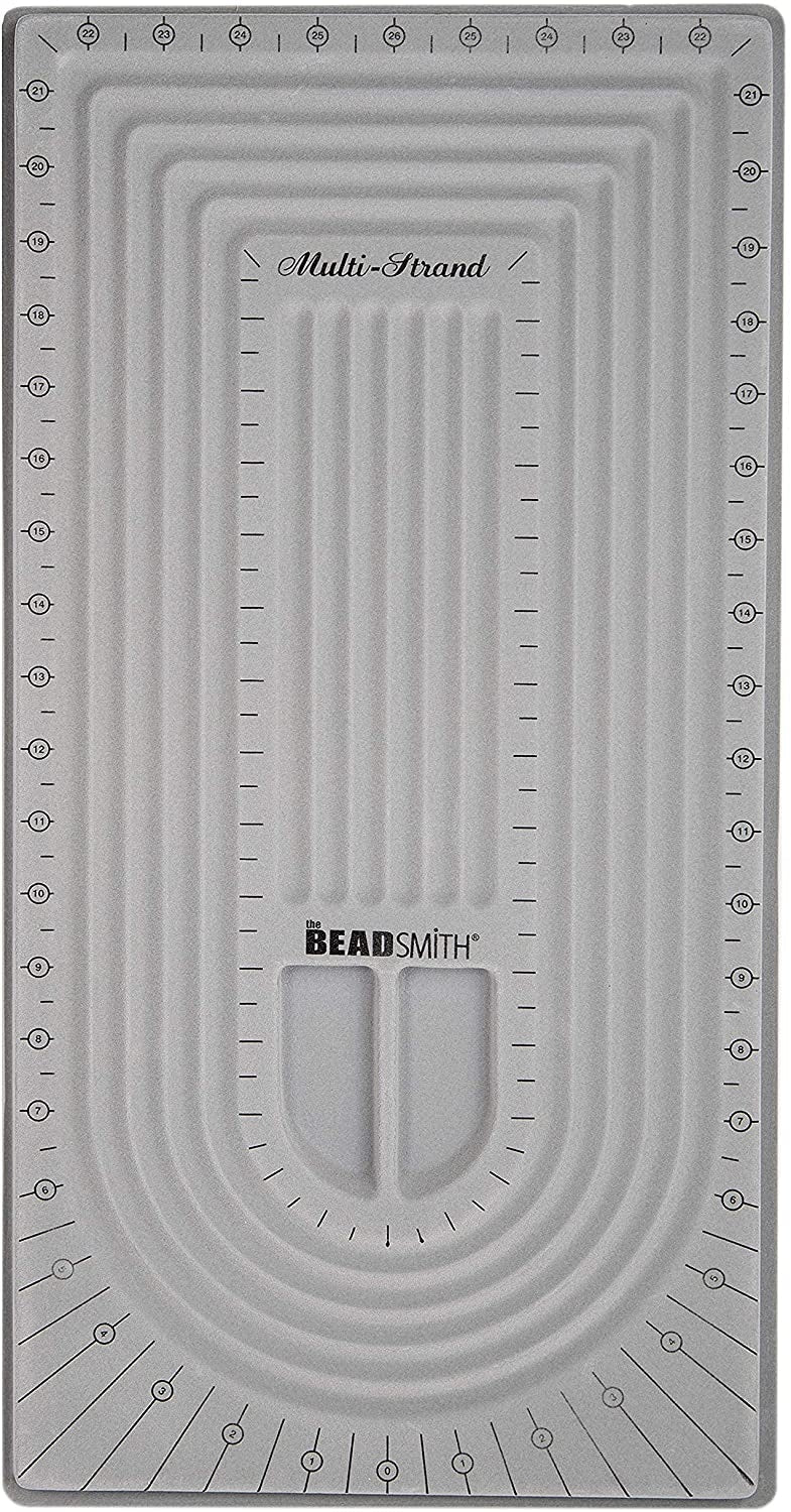 Grey flocked bead board with 5 U-shape and 6 straight channels for jewelry making, 10 x 20.5 inches