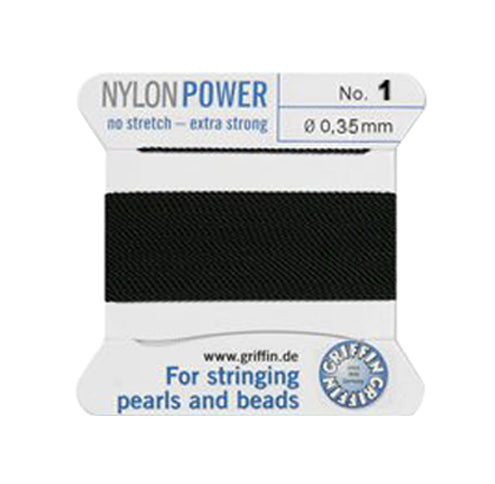 10 pack black nylon bead cord #1 with attached needle for beadwork and jewelry making