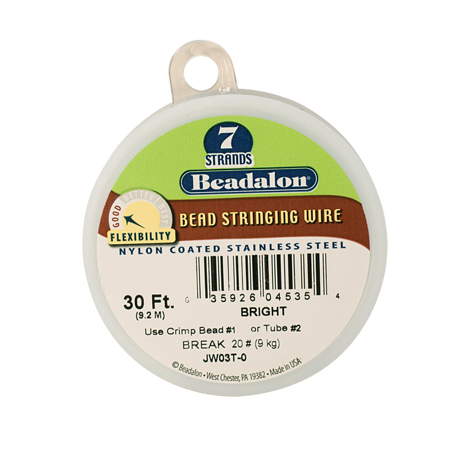 30 foot spool of Bright Beadalon 7 Wire nylon coated stainless steel bead stringing wire with seven strand core and high flexibility