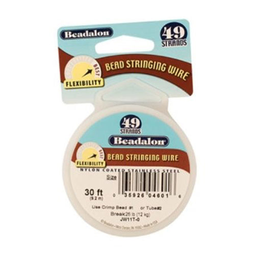 Beadalon 49 Wire 30ft bright stainless steel flexible bead stringing wire