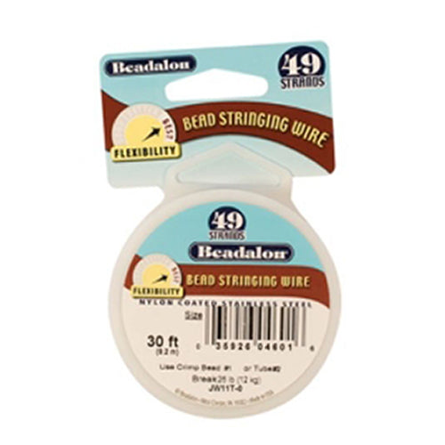 Beadalon 49 Wire 30ft bright stainless steel flexible beading wire 0.15 inch diameter