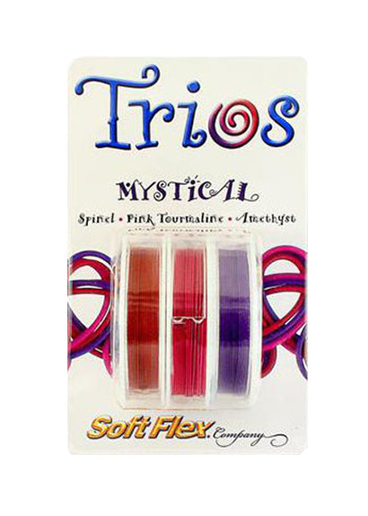 Soft Flex Trio mystical craft wire set with red spinel, pink tourmaline, and amethyst purple 0.19 inch wire spools
