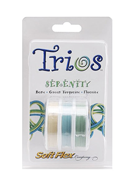Soft Flex Trio Serenity wire set with Bone, Green Turquoise, and Fluorite colors for jewelry making