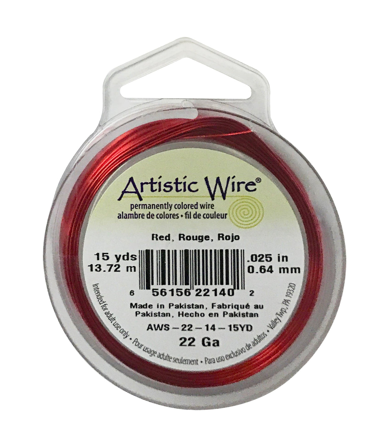 22 Gauge Red Artistic Wire spool 15 yards for jewelry and wire art projects