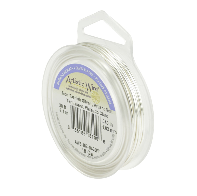 18 gauge non-tarnish silver wire spool 20 feet for jewelry making and crafts