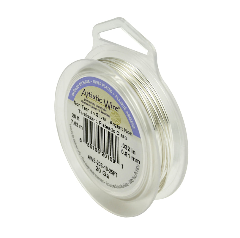 25-foot spool of 20 gauge non-tarnish silver wire for jewelry making and crafts