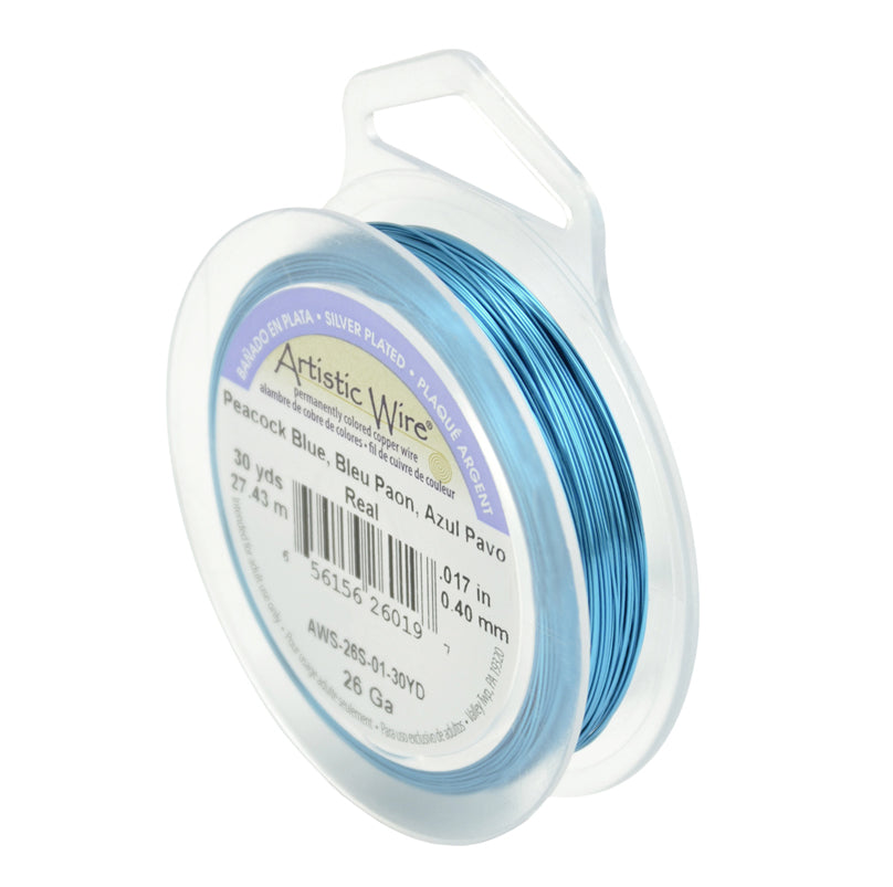 26 gauge peacock blue silver wire spool 30 yards for jewelry making and crafts