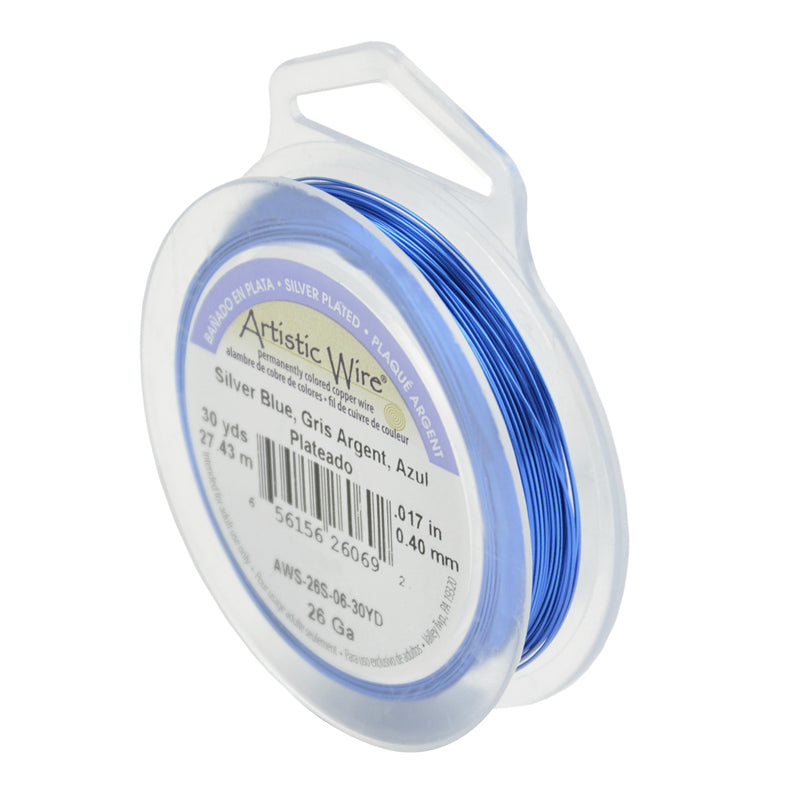 30-yard spool of 26 gauge blue silver wire for jewelry making and crafts