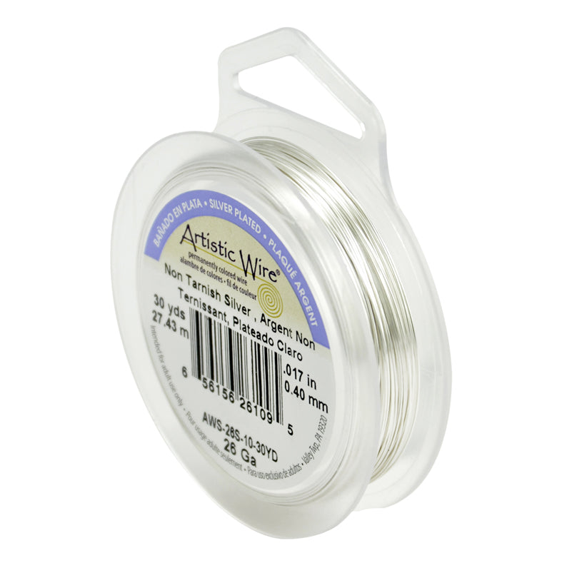 26 gauge non-tarnish silver wire spool 30 yards for jewelry making and beadwork