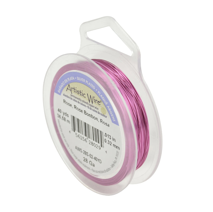 28 gauge rose silver wire spool with 40 yards of pliable rose-colored wire for jewelry making and crafts