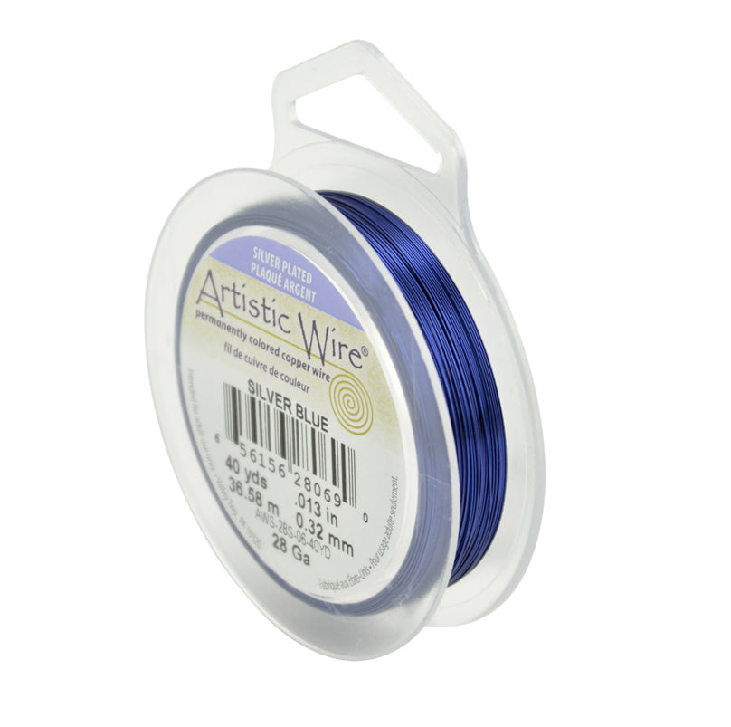 28 gauge blue silver wire spool 40 yards for jewelry making and crafts