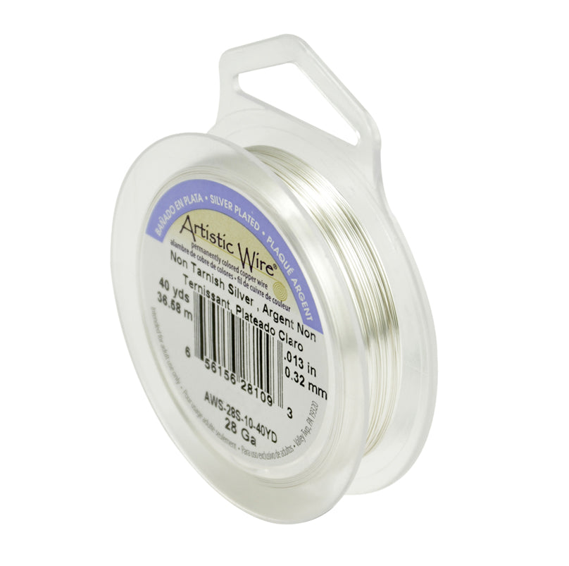 28 Gauge Non-Tarnish Silver Wire spool 40 yards clear-coated bright silver craft wire for jewelry making