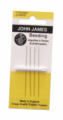 John James English beading needles pack with 4 assorted durable needles for beadwork and jewelry-making