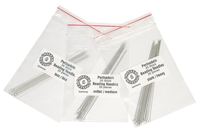 Pack of 25 medium beading needles in stainless steel for precise and durable beadwork projects