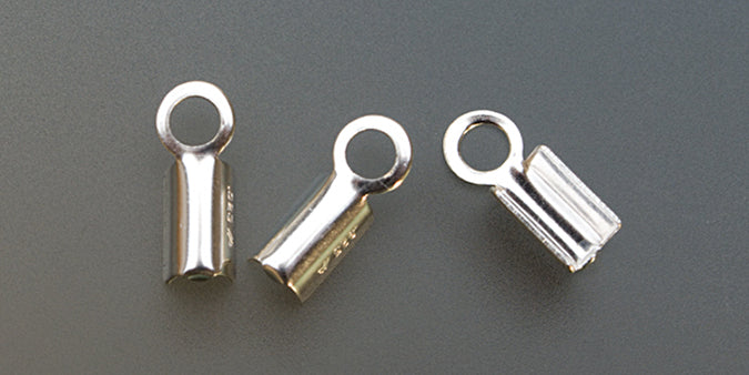 Silver Plated Foldover Open End Cords 3 mm jewelry findings pack of 10