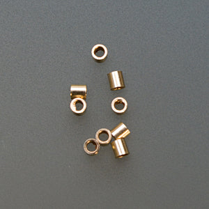 Pack of 100 gold filled tube crimps 2mm x 2mm for secure jewelry beadwork