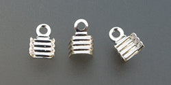 Pack of 144 silver plated foldover open end cords 4 mm for jewelry finishing