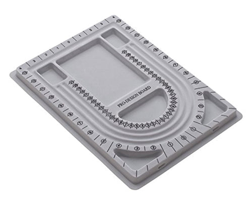 9-1/2" x 13" Pro-Design Board with gray flocking, bead grooves, and six compartments for jewelry making and bead organization