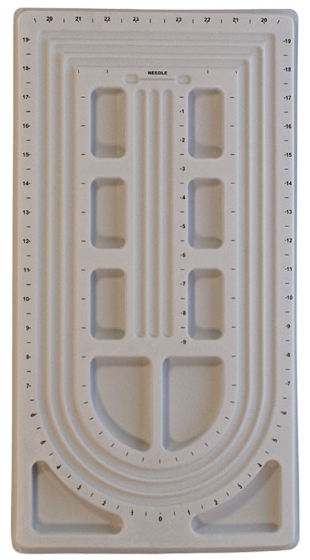 Easy-Design Bead Board with multi-strand grooves and compartments for jewelry making