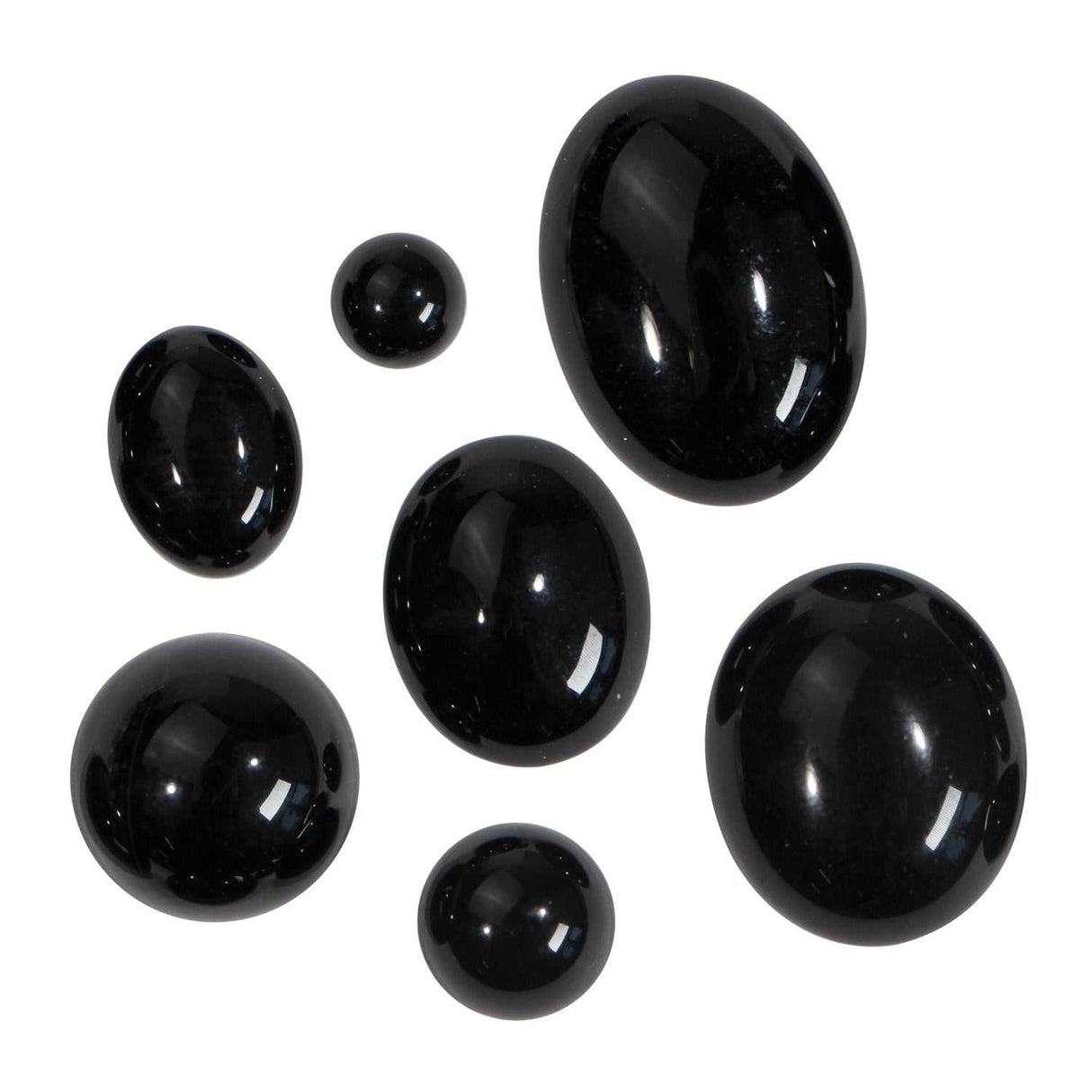 4 mm black onyx round cabochon gemstone with glossy domed surface