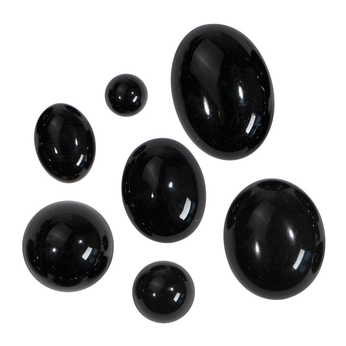 10x8 MM Black Onyx oval cabochon with smooth domed surface and glossy finish