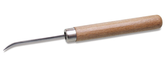 Curved slim burnisher with hardwood handle for precise leather and craft work