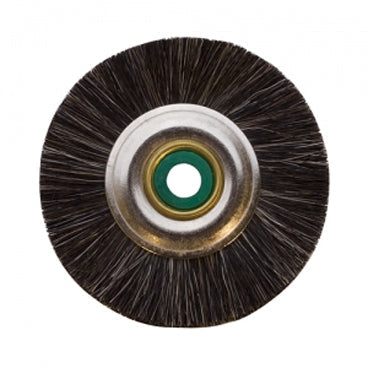 Super 1-7/8" unmounted soft brush with metal core and nylon bristles, green center, ideal for deburring and polishing