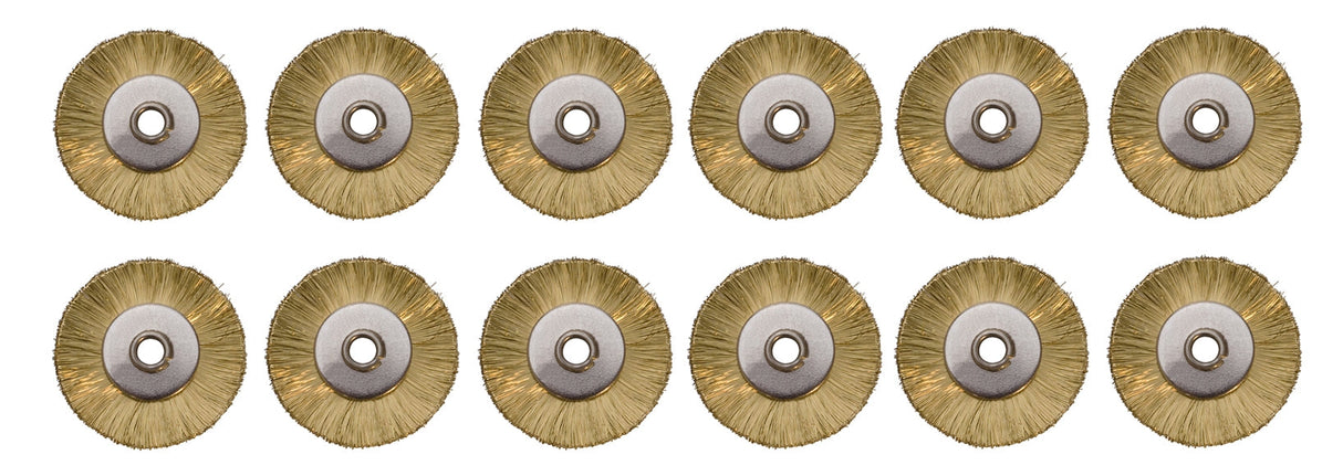 12-pack 3/4 inch unmounted straight brass brushes with 3/32 inch hole for polishing and metal finishing