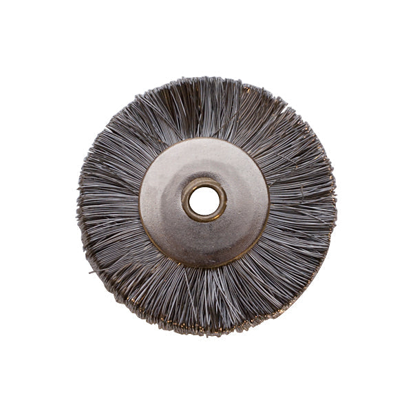 3/4 inch steel straight unmounted brush with 1/8 inch mounting hole for metal deburring and finishing