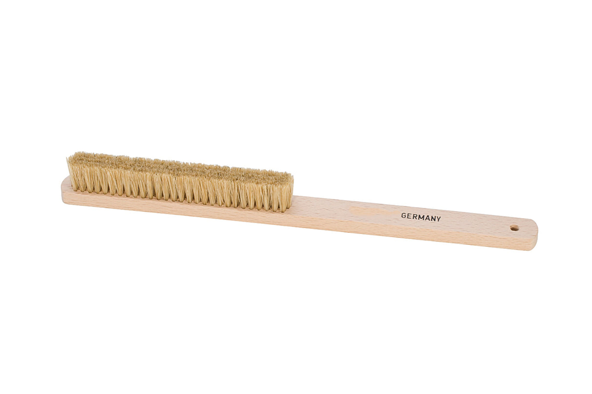 10-inch Glasgow Brush medium with wooden handle and four rows of medium white bristles for delicate surface cleaning