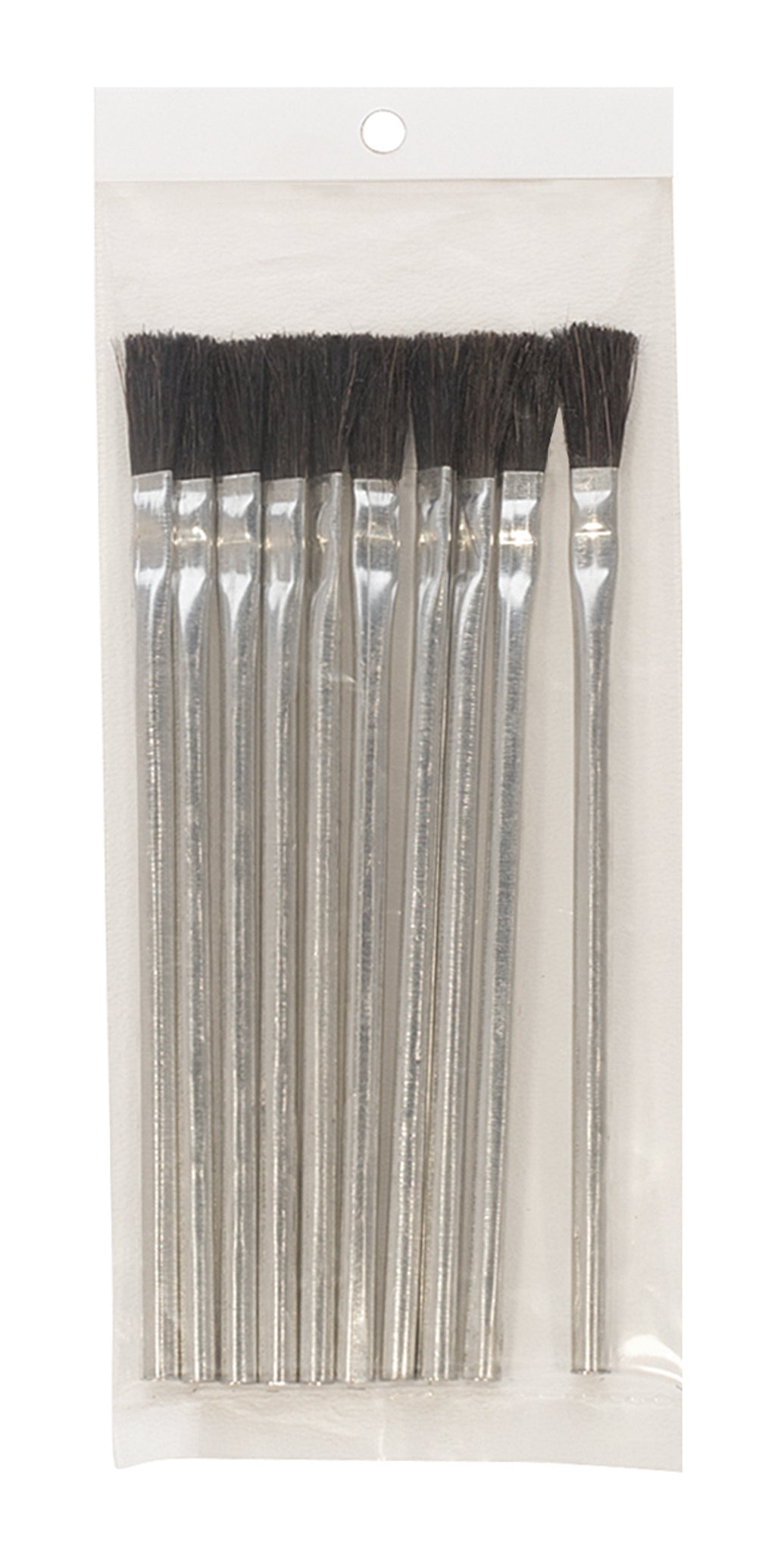 Pack of 12 utility multi-purpose flux brushes with natural bristles and metal handles for precise soldering and crafting applications