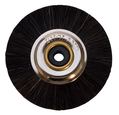 2-inch black nylon center-stiff brush with metal hub for deburring and surface prep