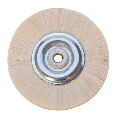 2-inch soft bristle lead center brush with metal hub and 1/8-inch mounting hole for precision metal deburring and cleaning