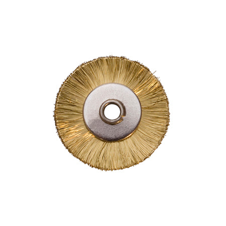 1 inch unmounted brass straight brush with 1/8 inch hole for deburring and cleaning metal parts