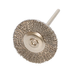 3/4" mounted brush steel crimped with 3/32" mandrel for flex-shaft machines detailed cleaning and polishing