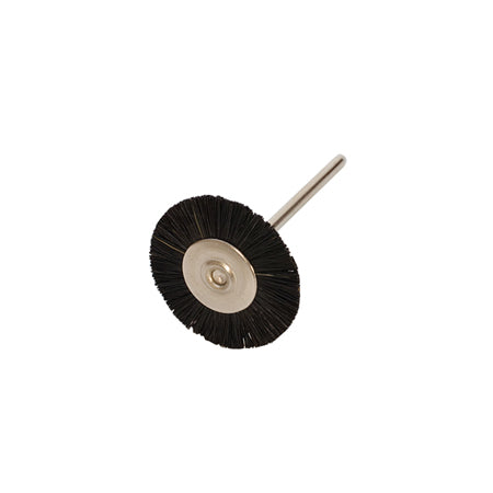 Super 1-inch stiff mounted rotary brush with black stiff bristles for tough cleaning tasks on metal and concrete surfaces