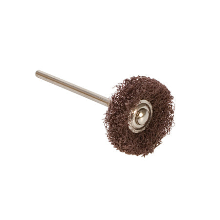 Flexible 1" mini texturing brush wheel for satin finishes on jewelry and metal surfaces