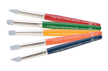 Set of 5 #6 Colour Shapers with flexible silicone tips for detailed Precious Metal Clay sculpting and texturing
