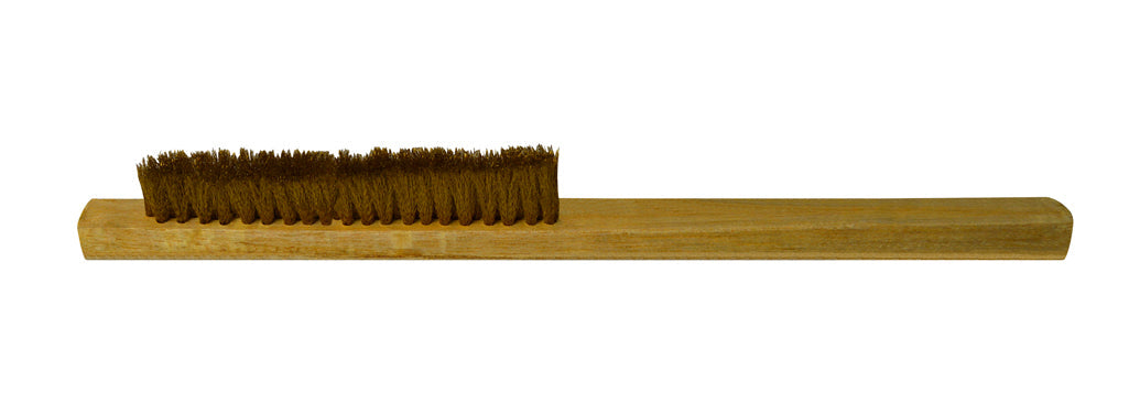 Medium Brass Brush with wooden handle and brass bristles for jewelry polishing and metal cleaning