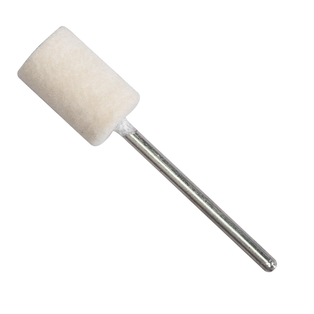 3/8" x 5/8" felt bob polishing buff cylinder on a 3/32" mandrel for rotary tools