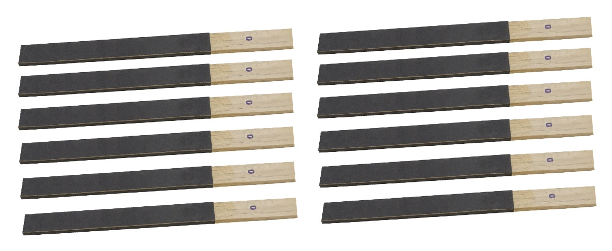 12 pack of 11 inch Grit 0 emery sanding sticks with wooden handles for precision metalworking