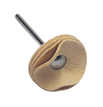 Mounted Chamois Buff polishing tool with 1-inch chamois pads and 3/32" shank for delicate surface finishing
