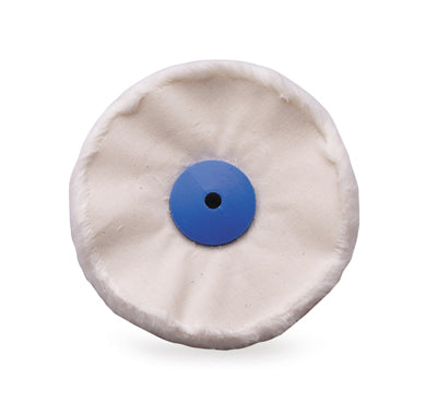 Muslin buff with plastic center for polishing metals and jewelry, 4 x 54P size, lead-free Finex construction