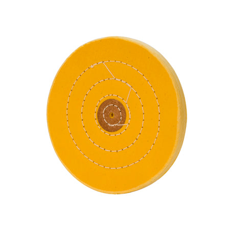 Yellow Muslin Buff stitched leather center polishing wheel for surface scratch removal