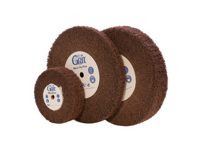 Satin finish buff 60mm x 20mm red very fine abrasive wheel for polishing metals