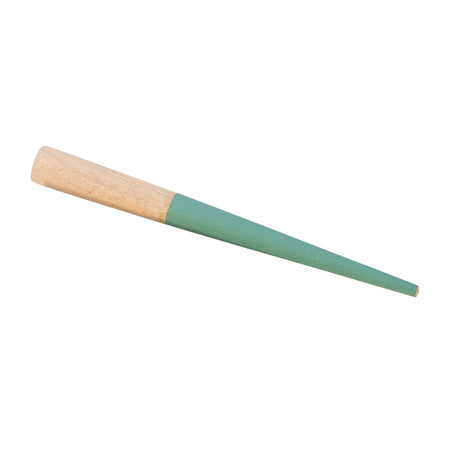 Round sanding stick with wooden handle for shaping curved surfaces in jewelry making.